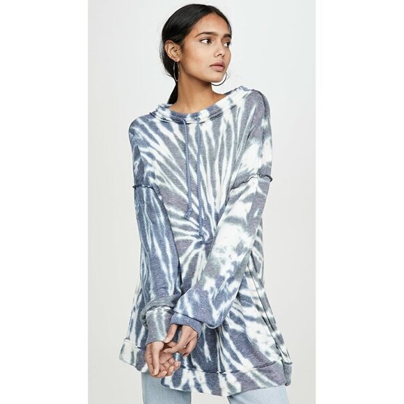 Free People We The Free Best Catch Tie Dye Pullover Sweatshirt Top Dress Blue M - Picture 1 of 10